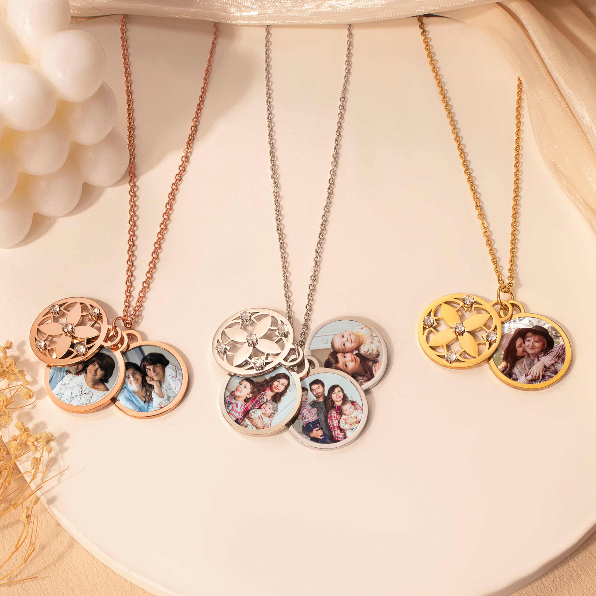 Four Leaf Photo Necklace