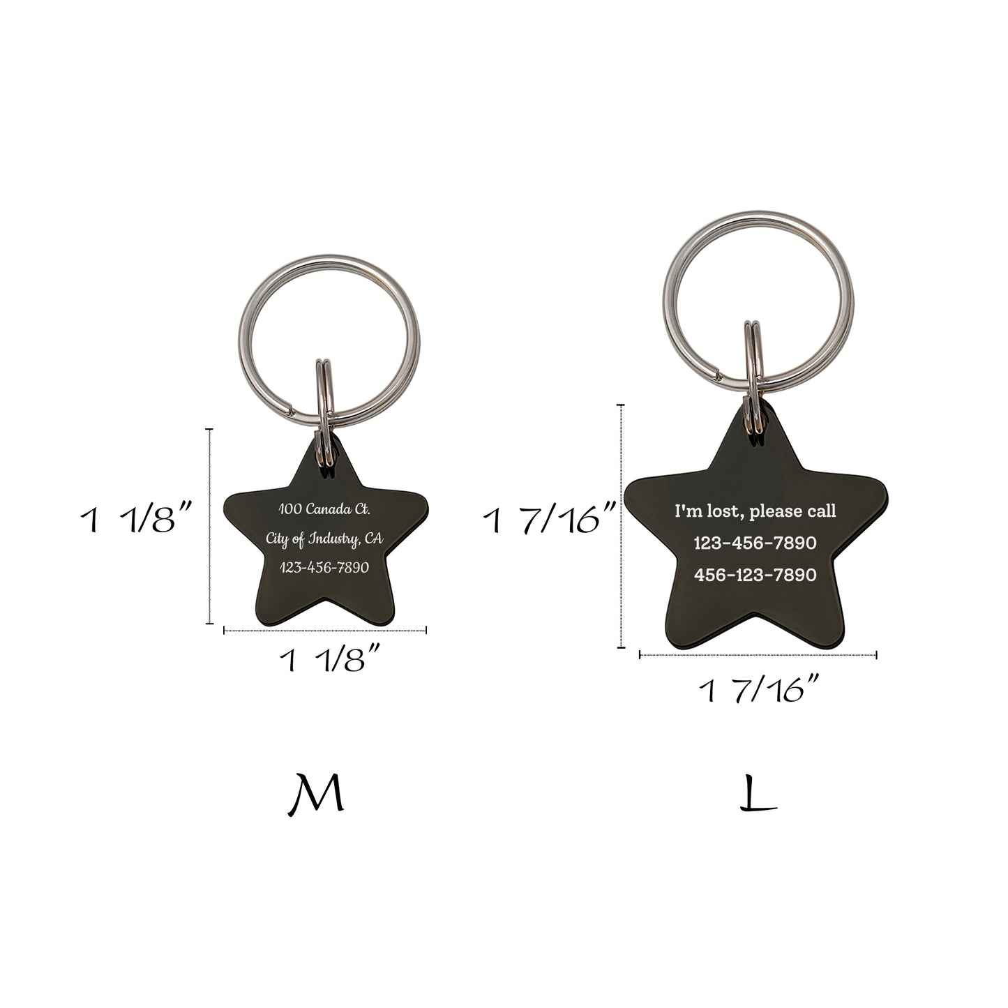 Personalized Star Shaped Name and Icon Pet ID Dog Tag