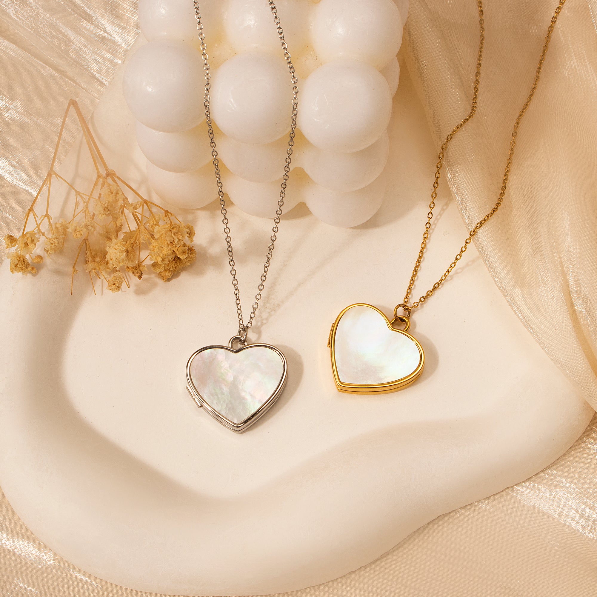 Pearl Heart Pet Memorial Photo Locket Necklace