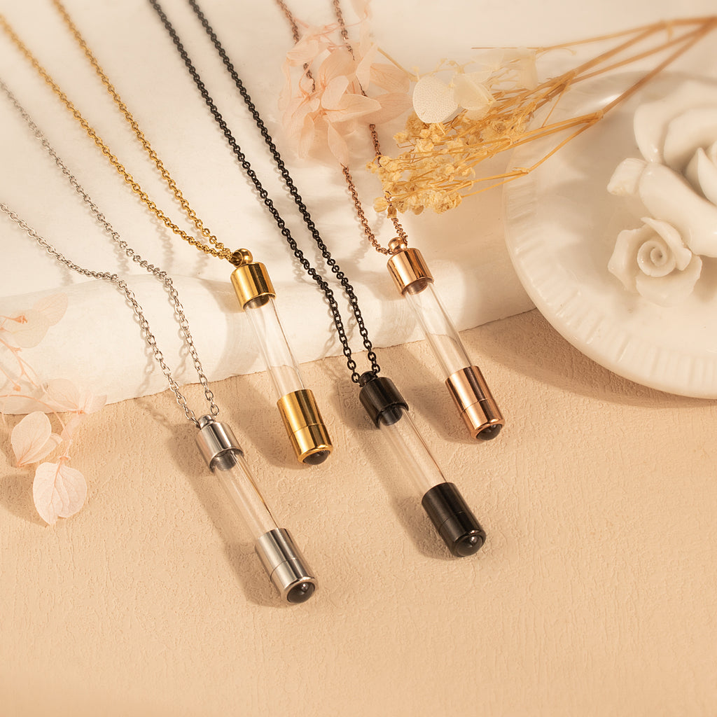 Cylinder Photo Projection Memorial Necklace