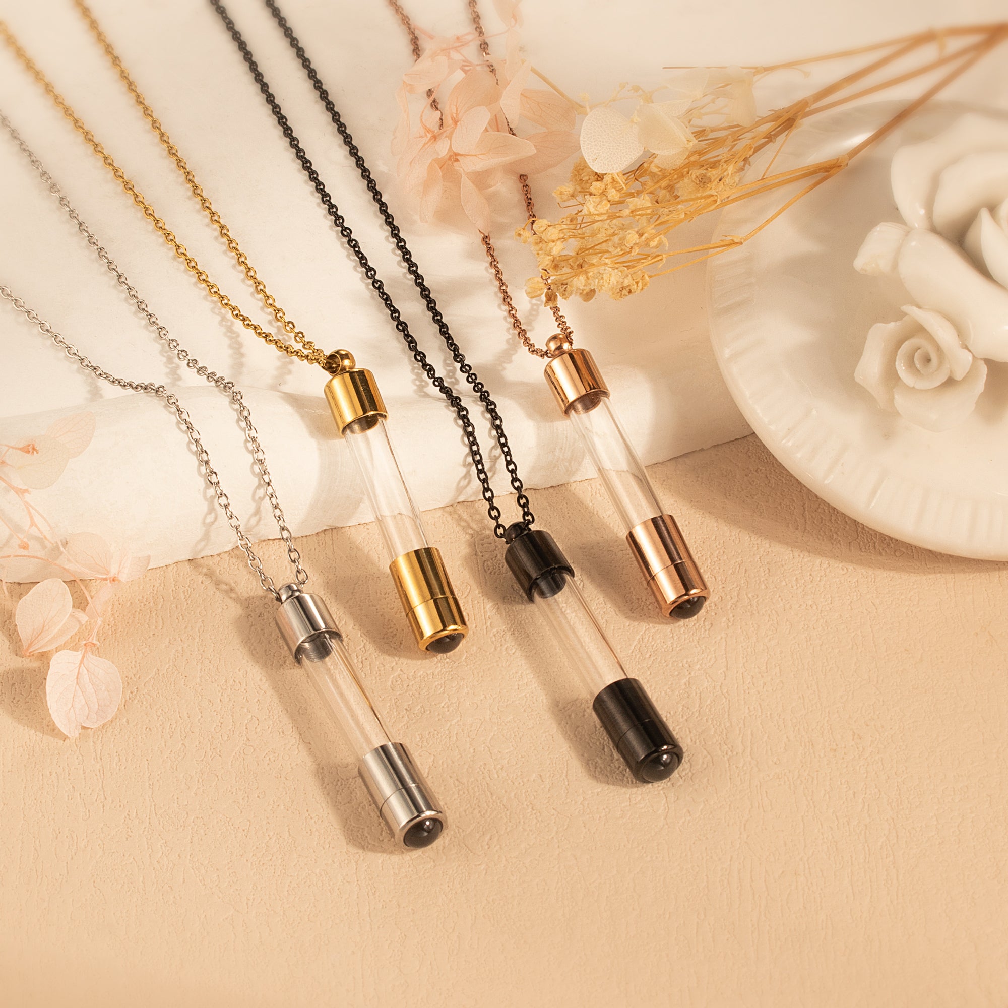 Cylinder Photo Projection Memorial Necklace