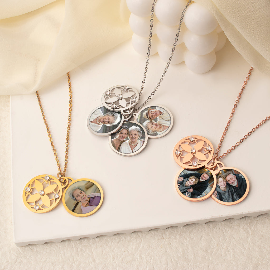 Four Leaf Memorial Photo Necklace