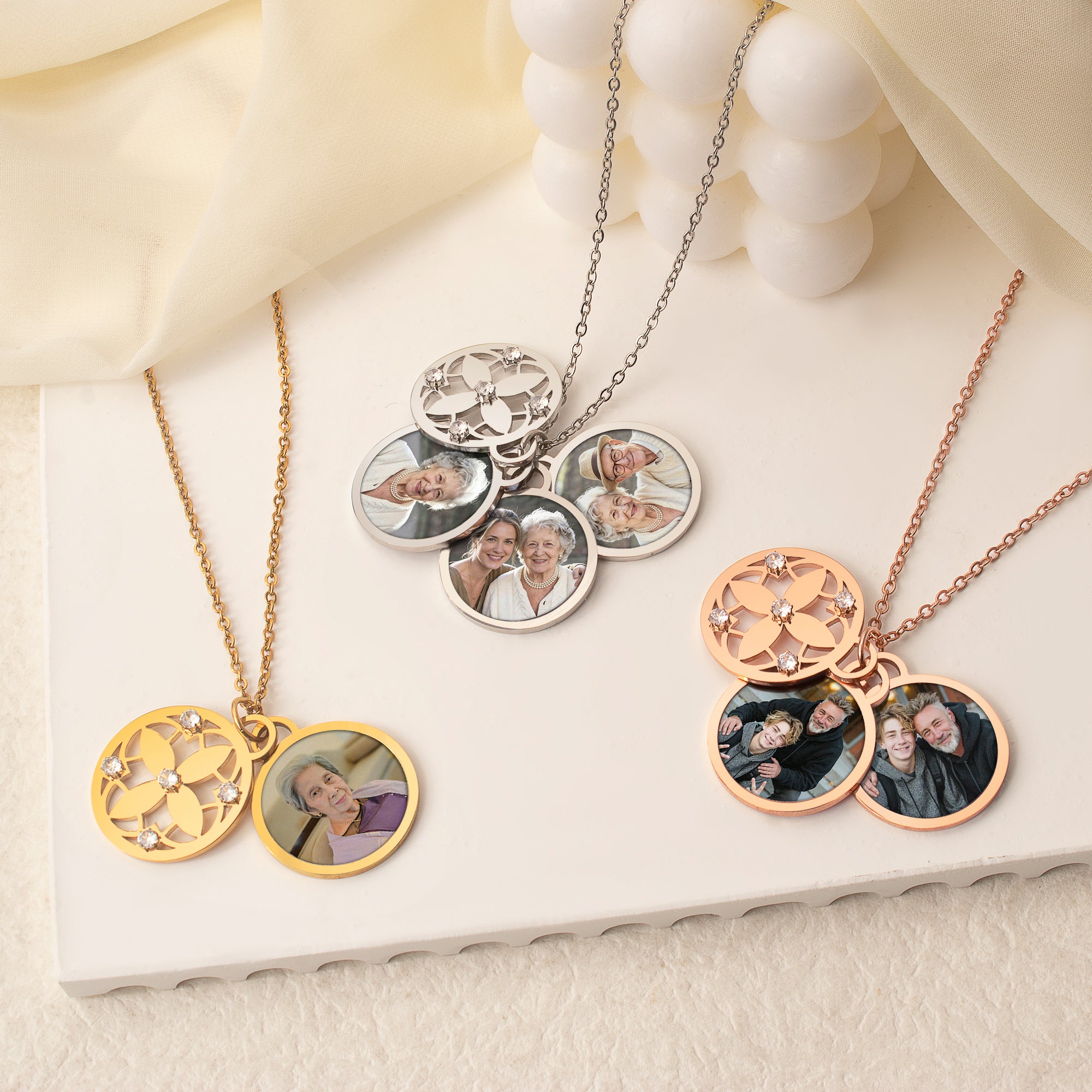 Four Leaf Memorial Photo Necklace