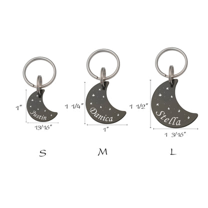 Personalized Space Themed Moon Shaped Pet ID Dog Tag