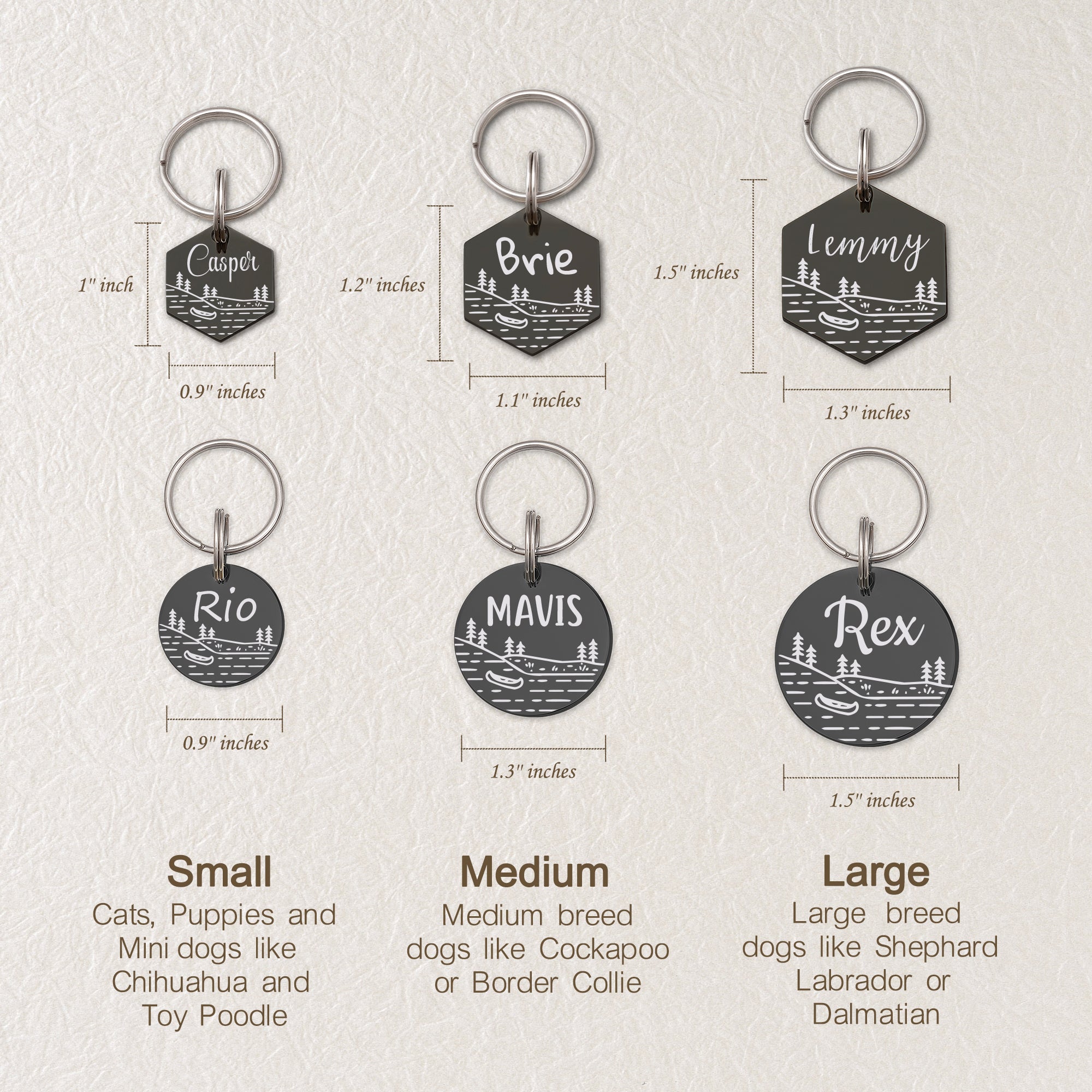 Boat in Lake Hexagon Pet ID Dog Tag