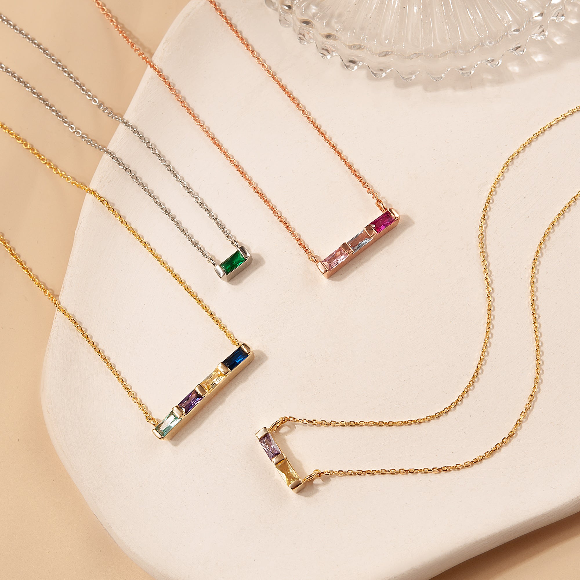 Birthstone Baguette Bar Necklace