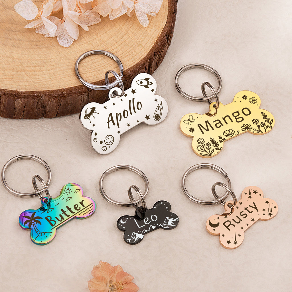 Personalized Bone Stainless Steel Pet ID Tag