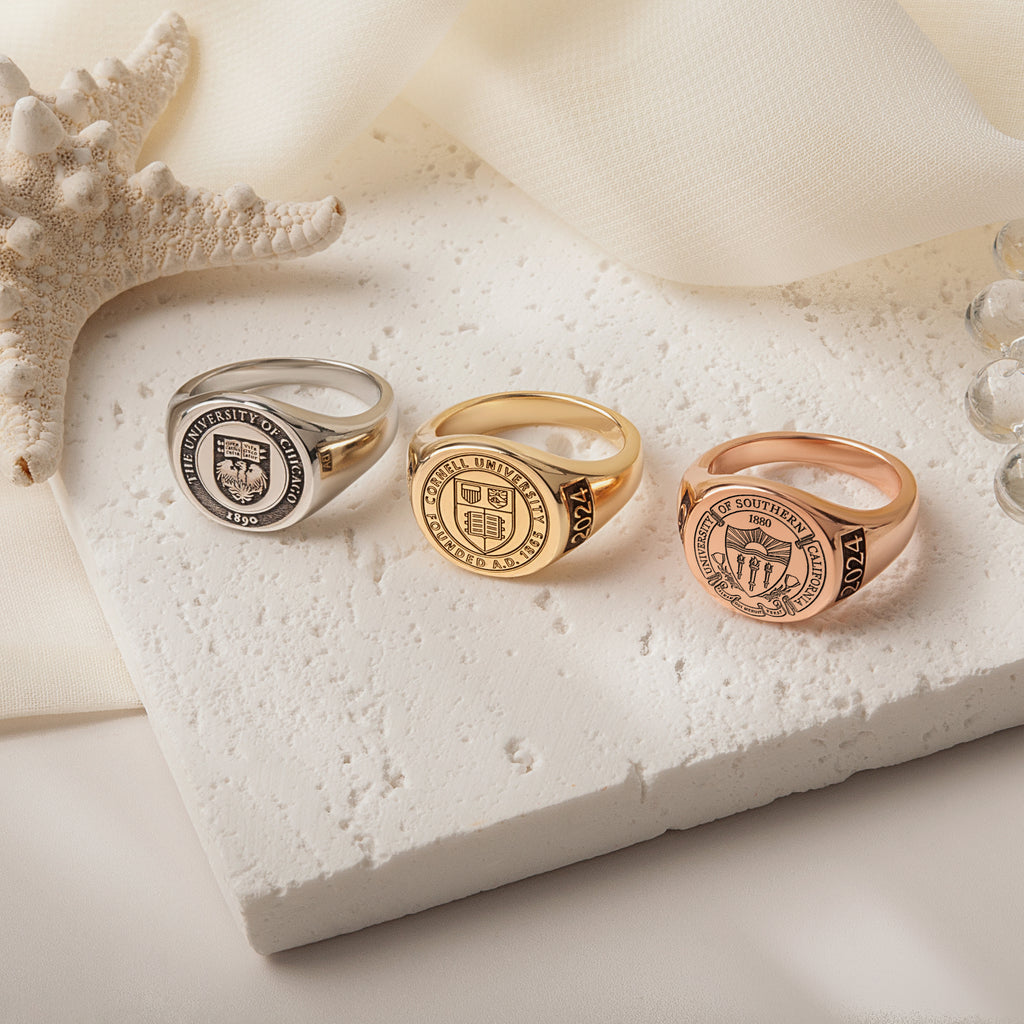 Custom College Emblem Signet Ring