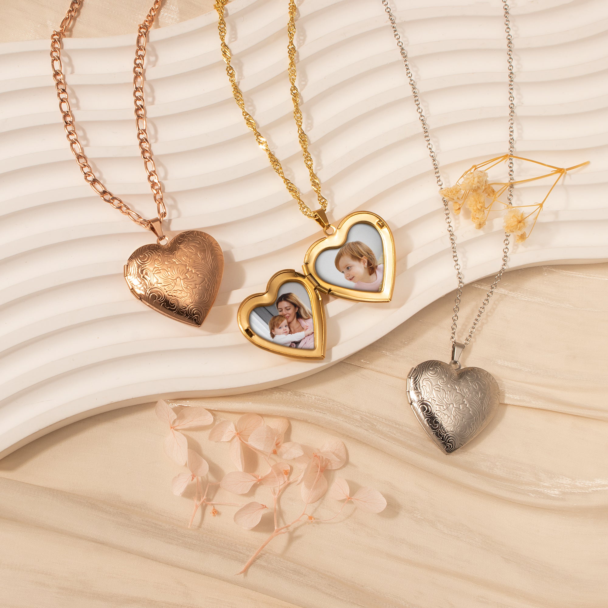 Wave Photo Heart Locket