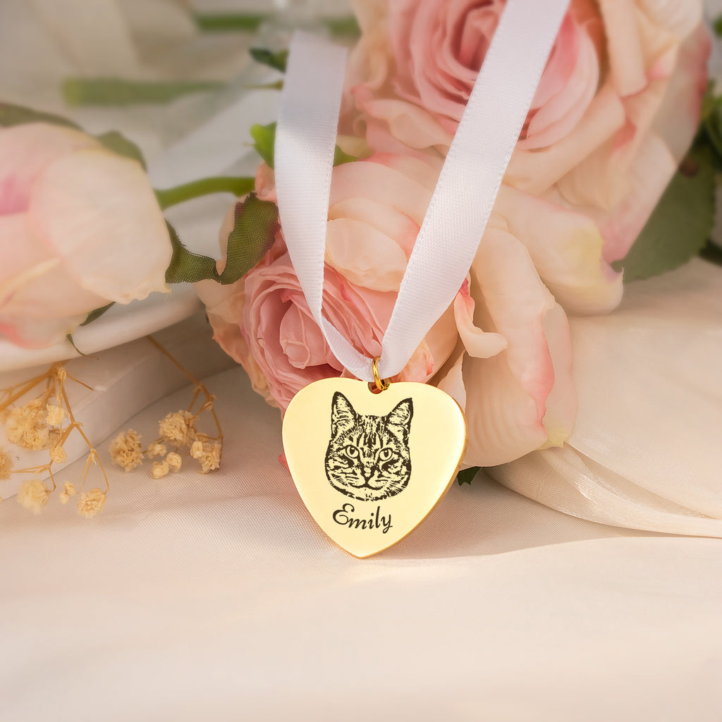 Heart Pet Portrait Wedding Bouquet Charm