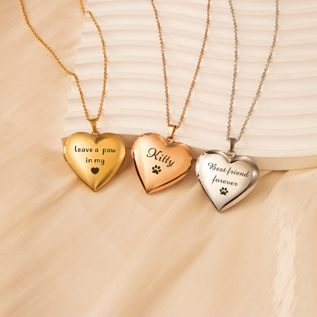 Personalized Heart Pet Photo Locket Necklace