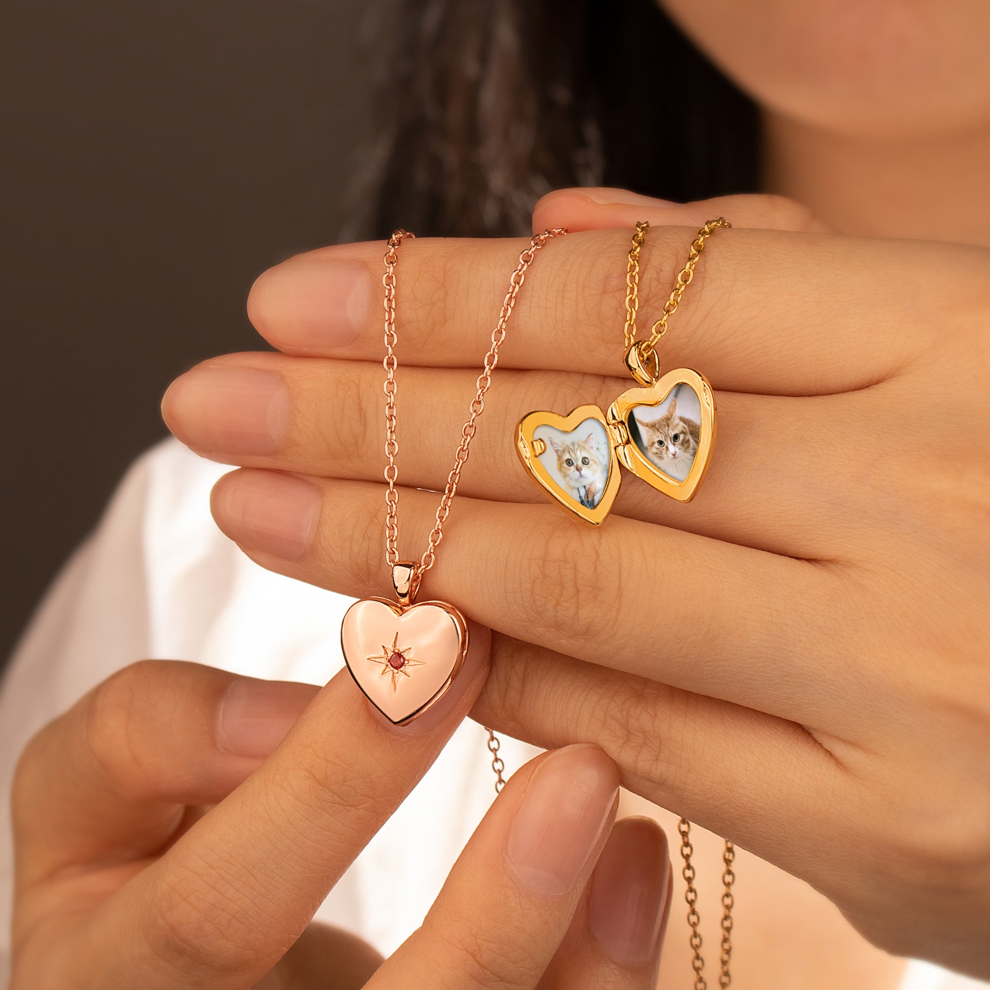 Heart Birthstone Pet Photo Locket Necklace