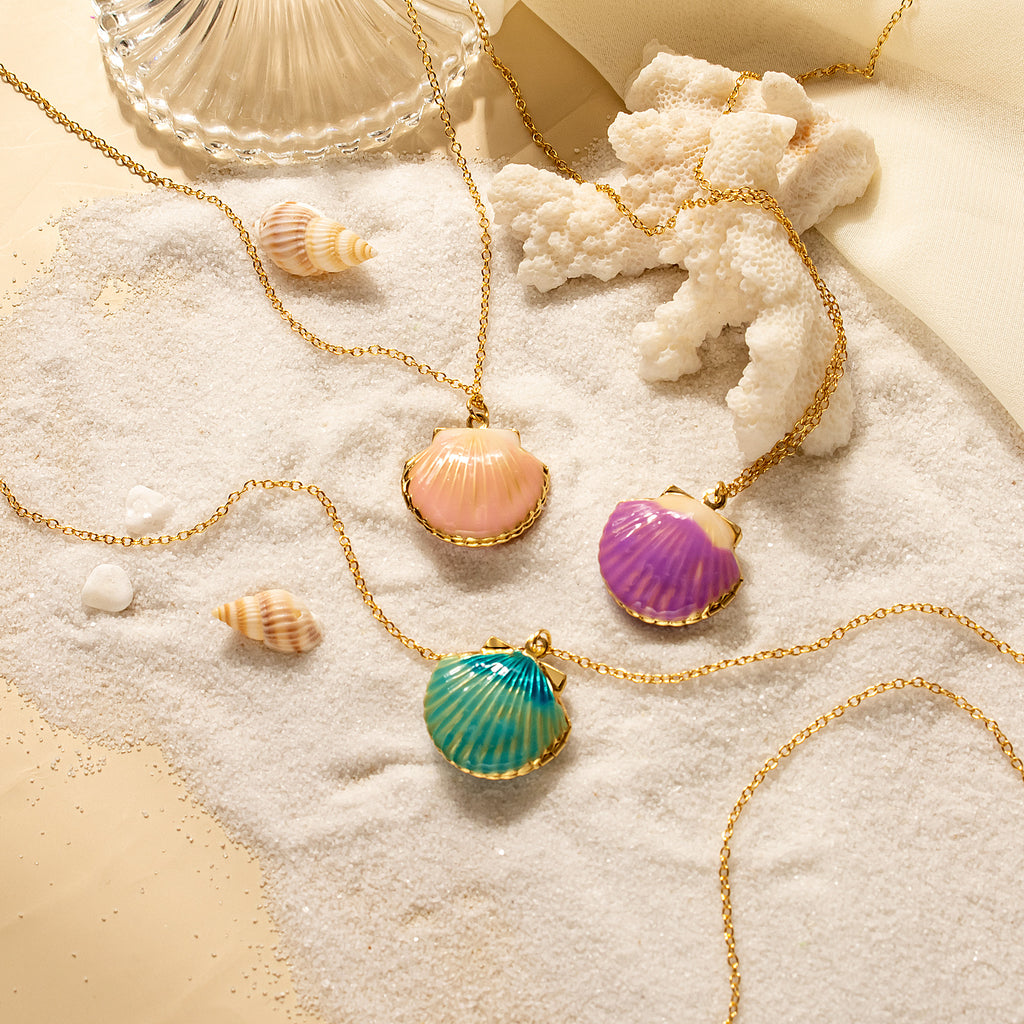 Custom Seashell Photo Locket Necklace