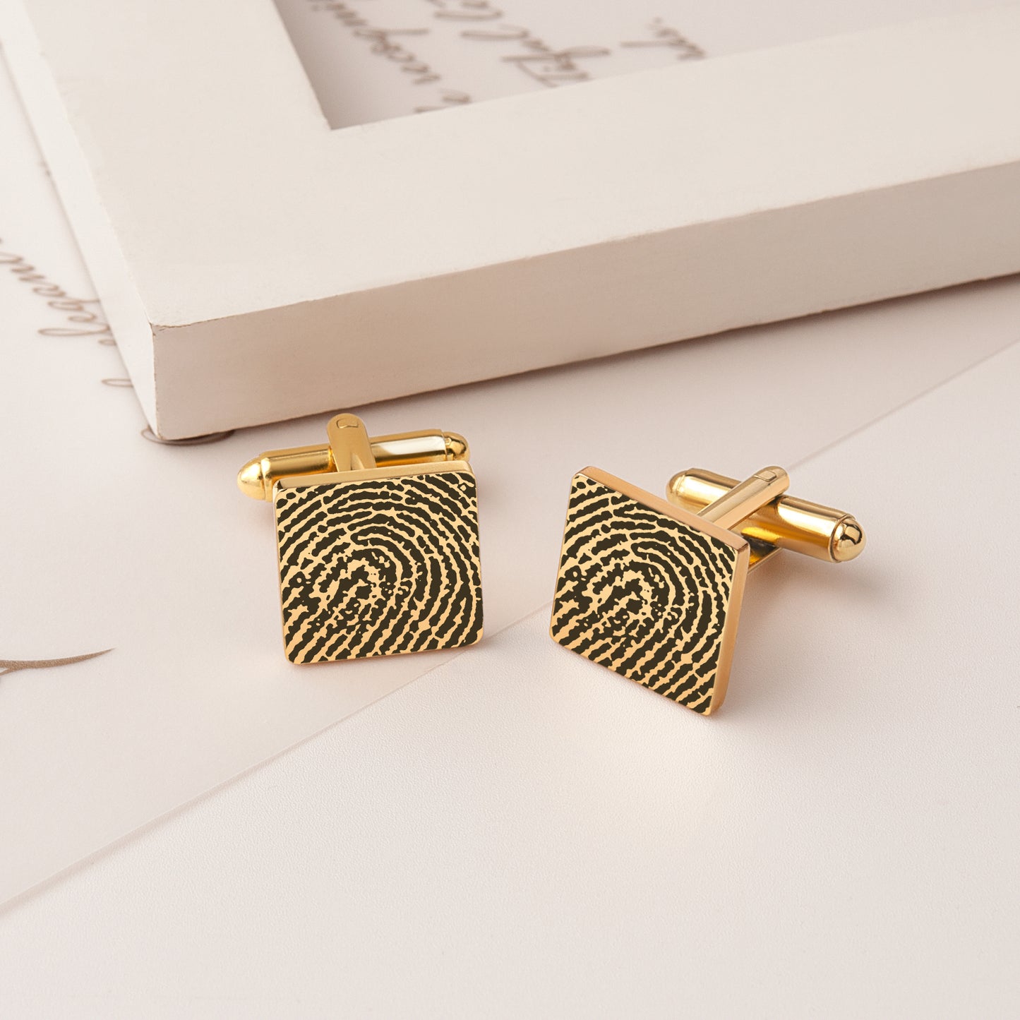 Custom Handwriting and Actual Fingerprint Square Cuff Links