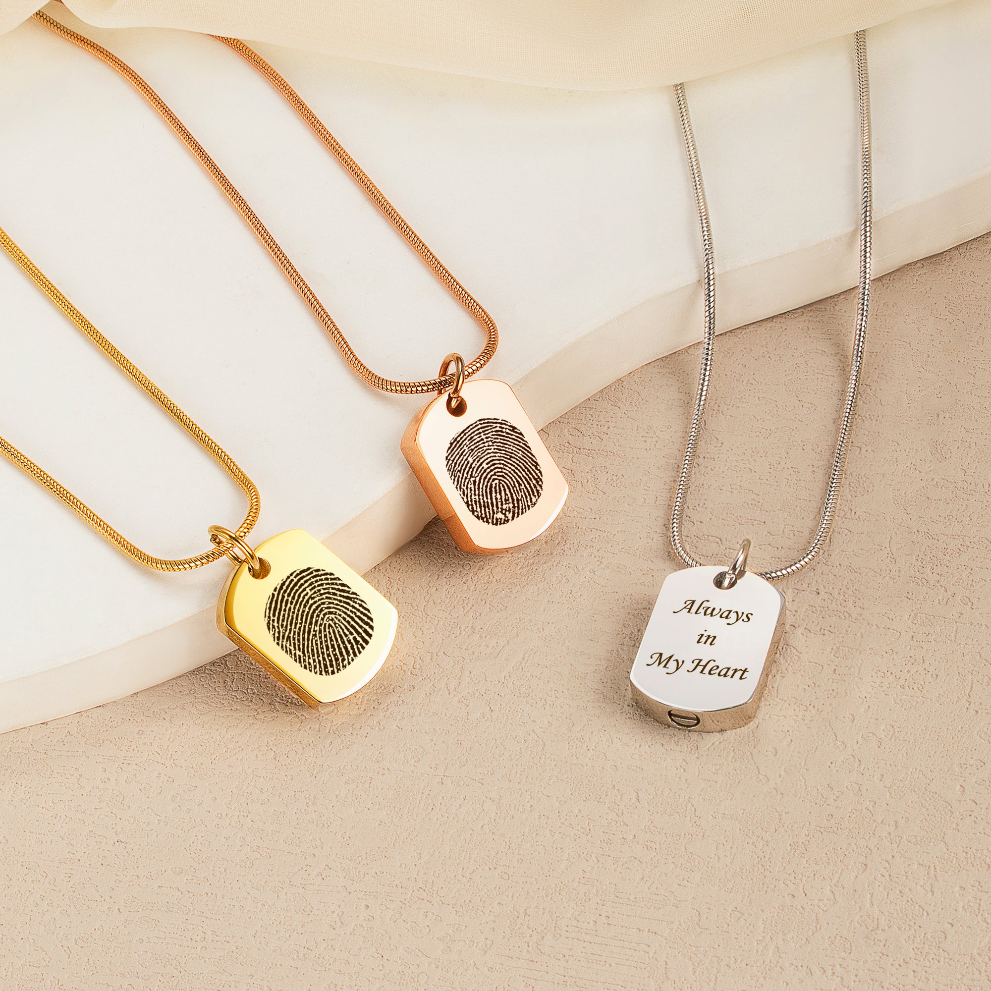 Fingerprint Memorial Dog Tag Necklace