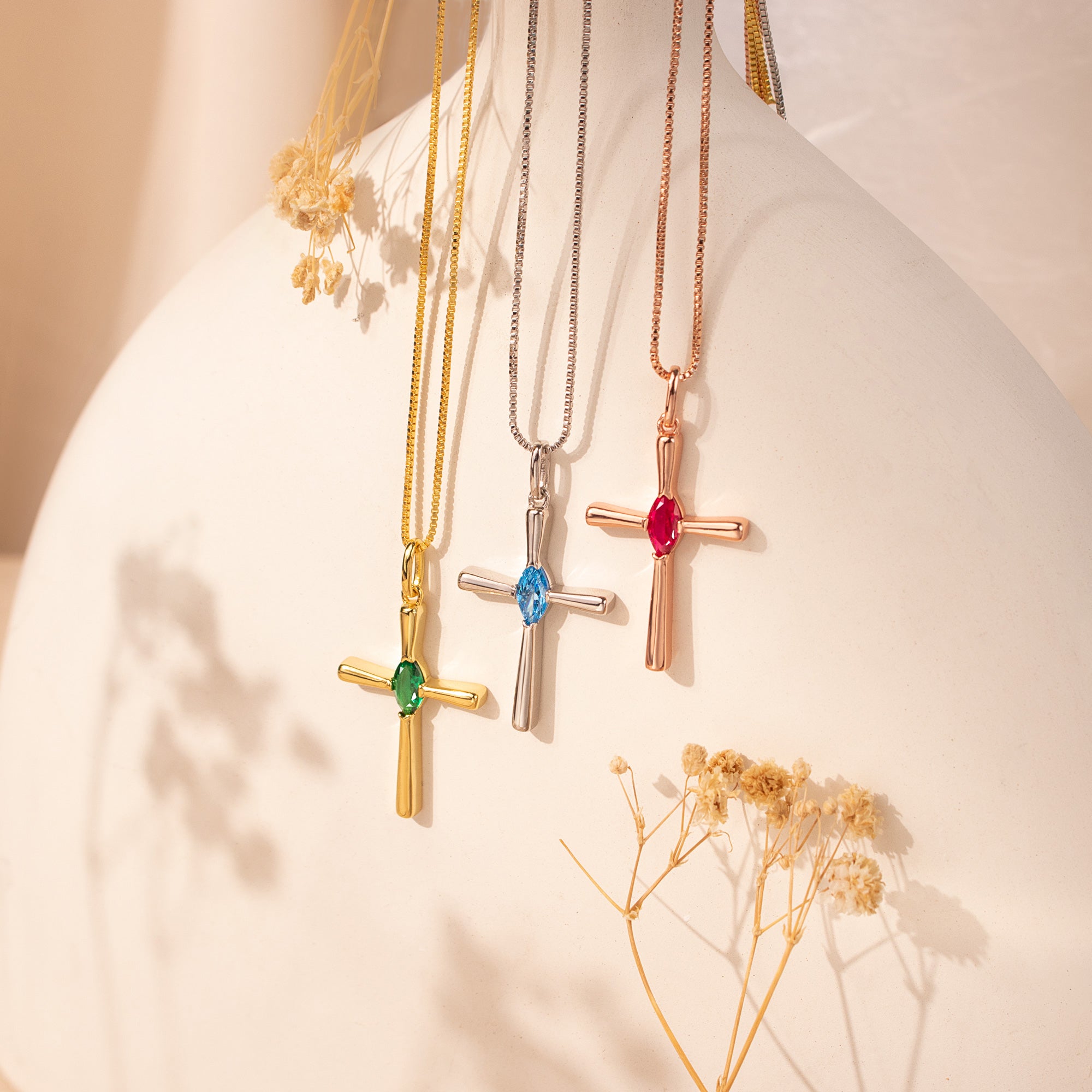 Personalized Birthstone Cross Necklace
