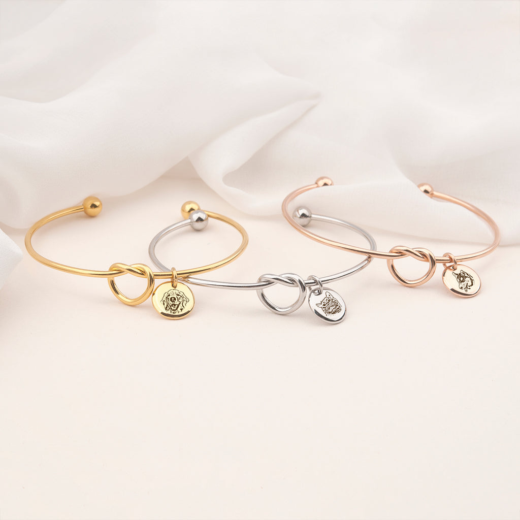 Pet Portrait Photo Custom Cuff Knot Bracelet