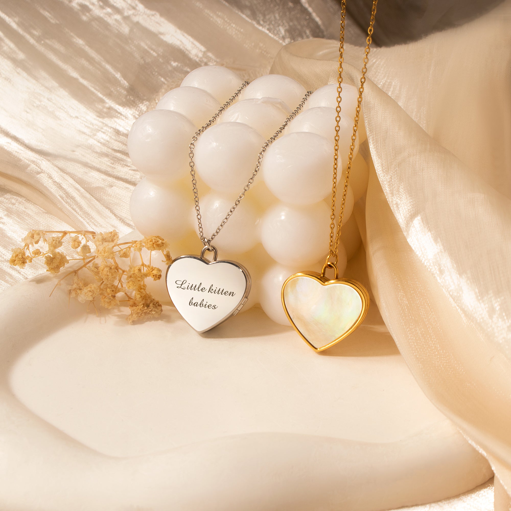 Pearl Heart Pet Memorial Photo Locket Necklace