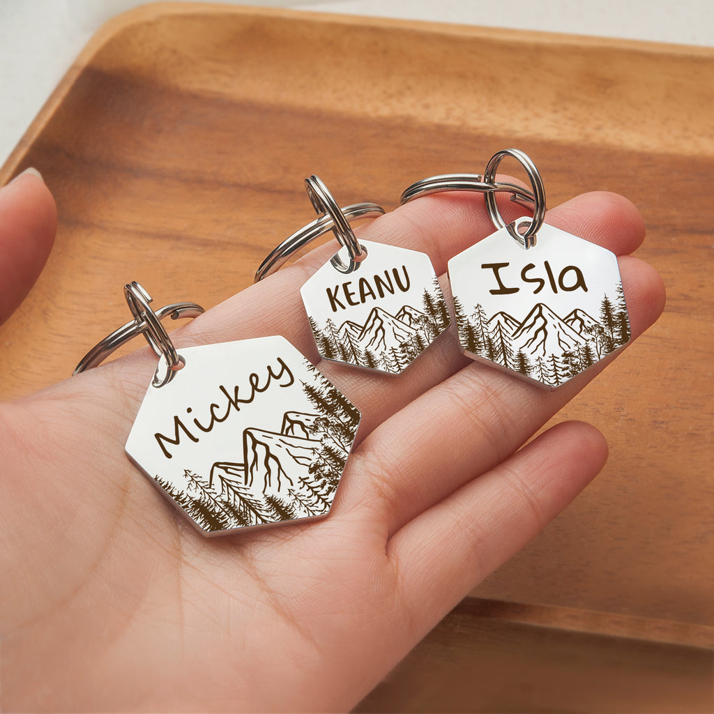 Hexagon Mountain Peak Shaped Pet ID Dog Tag