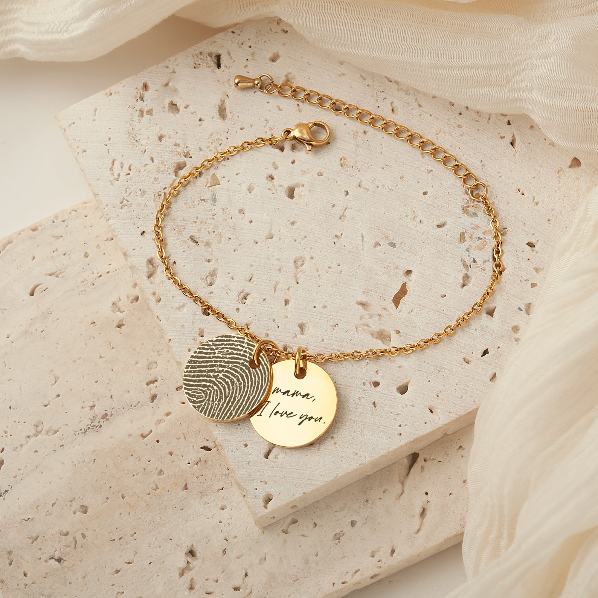 Personalized Actual Fingerprint Stainless Steel Charm Bracelet