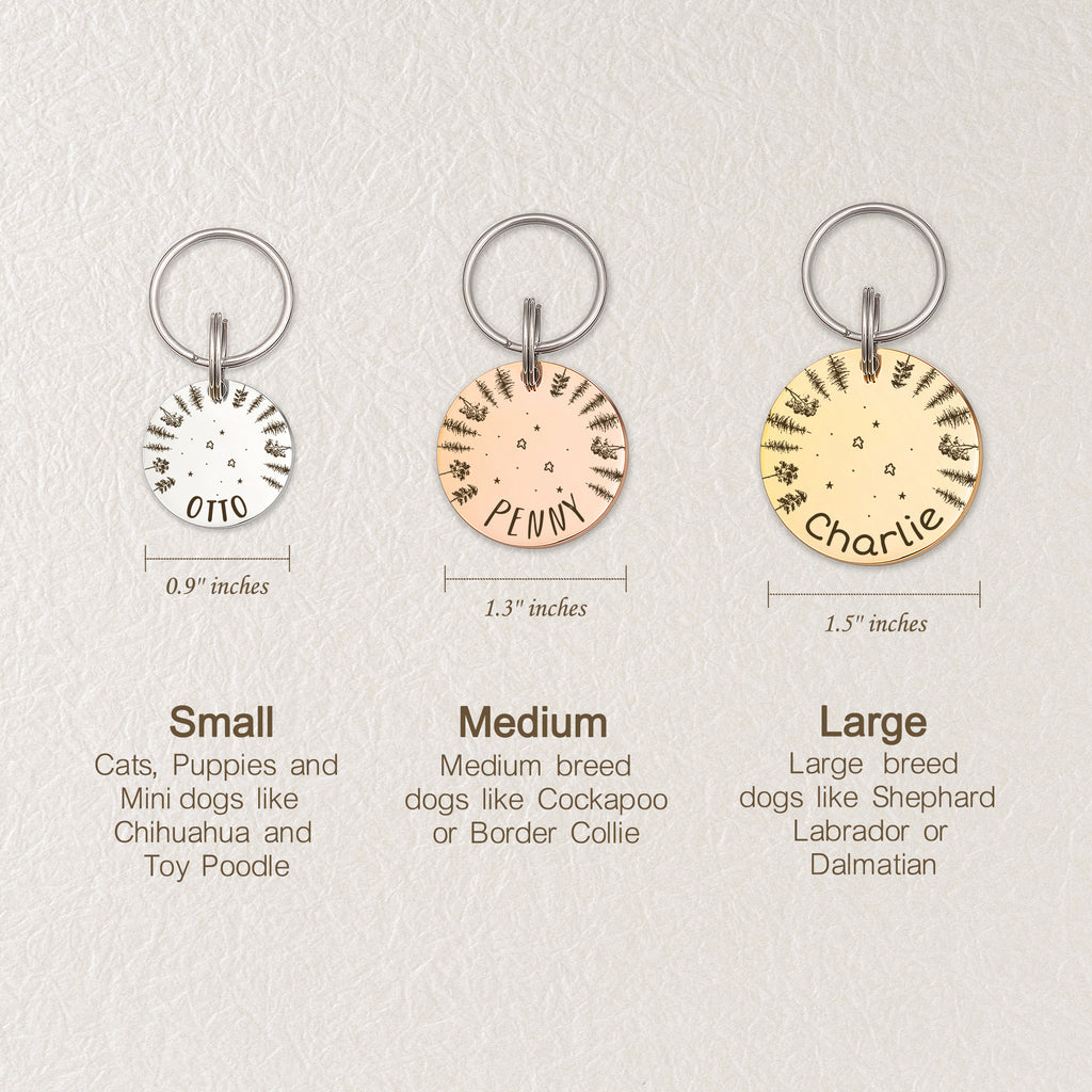 Woods Starry Sky Round Pet ID Dog Tag