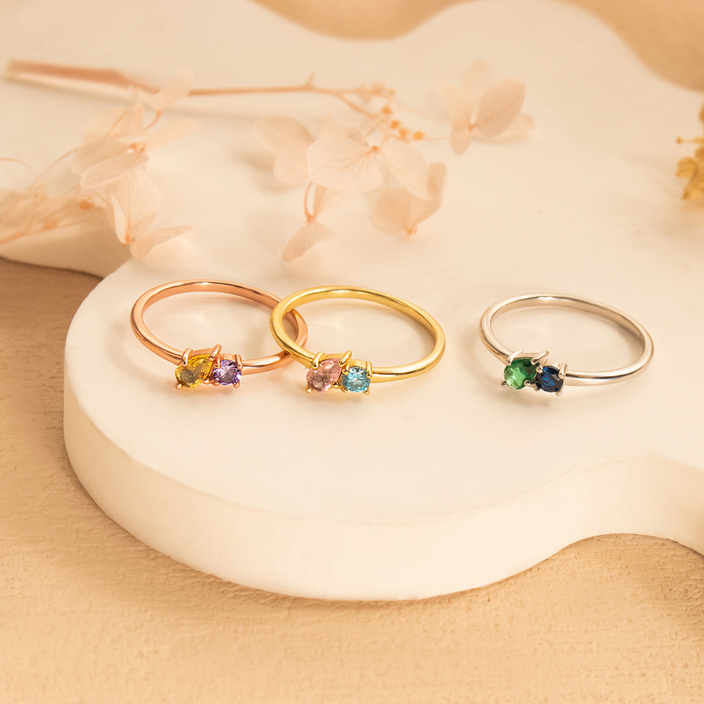 Round & Teardrop Shaped Birthstone Ring