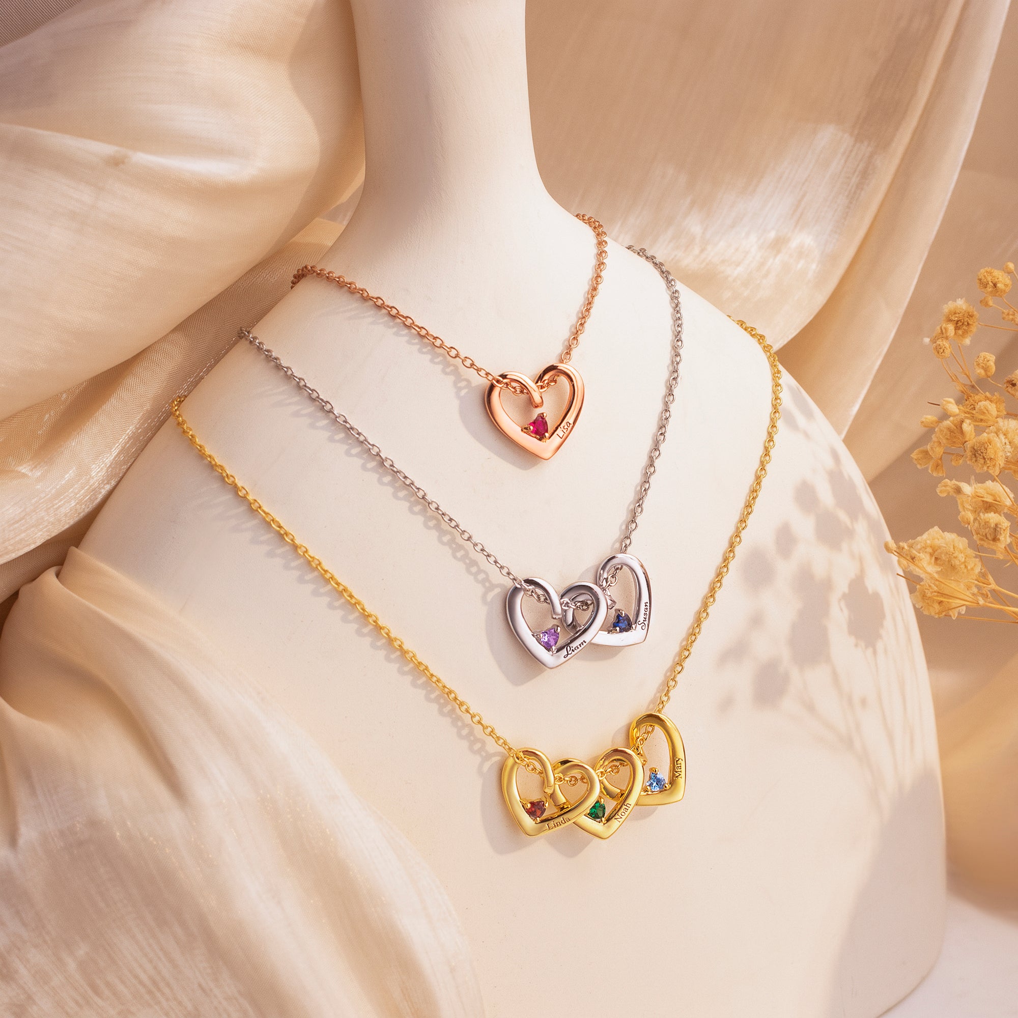 Birthstone Name Heart Necklace