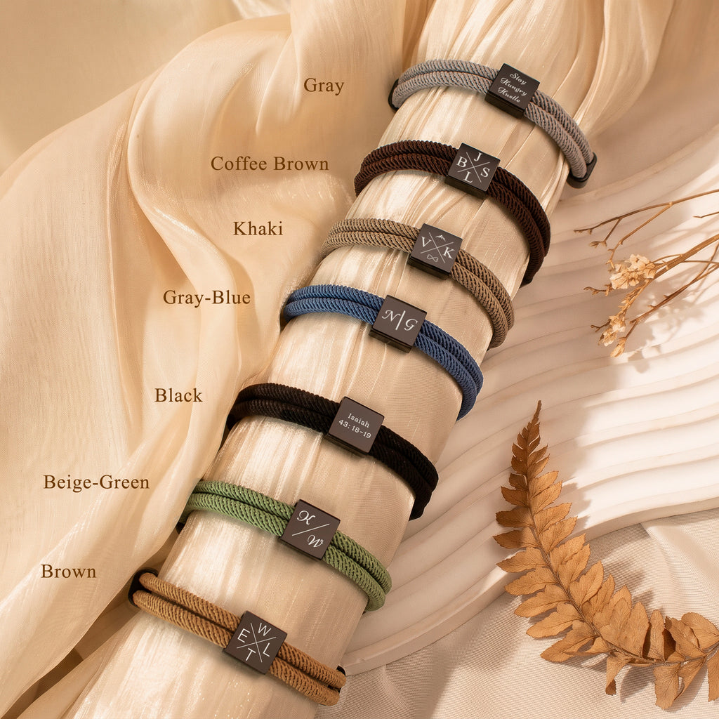 Custom Engraved Men's Adjustable Rope Bracelet