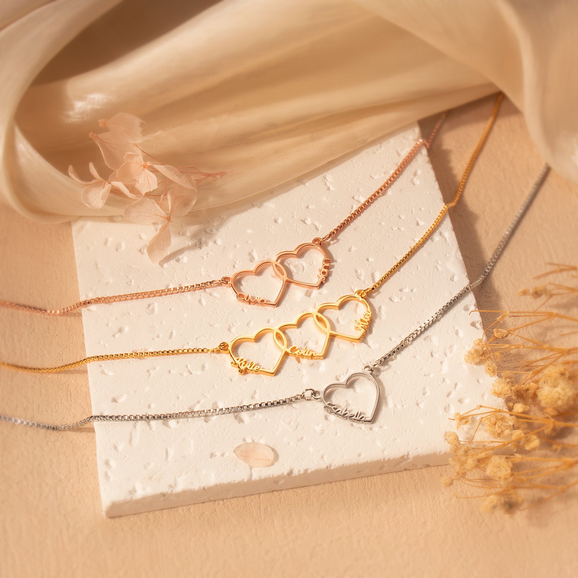 Custom Multi-Name Heart Necklaace