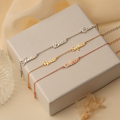 Personalized Multiple Name Sterling Silver Bracelet