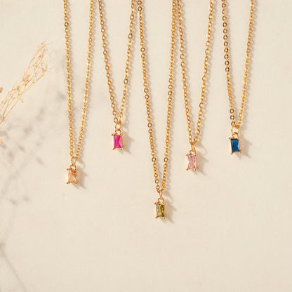 Gold Birthstone Charm Necklace