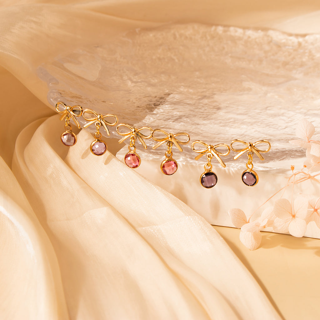 Birthstone Bow Earring