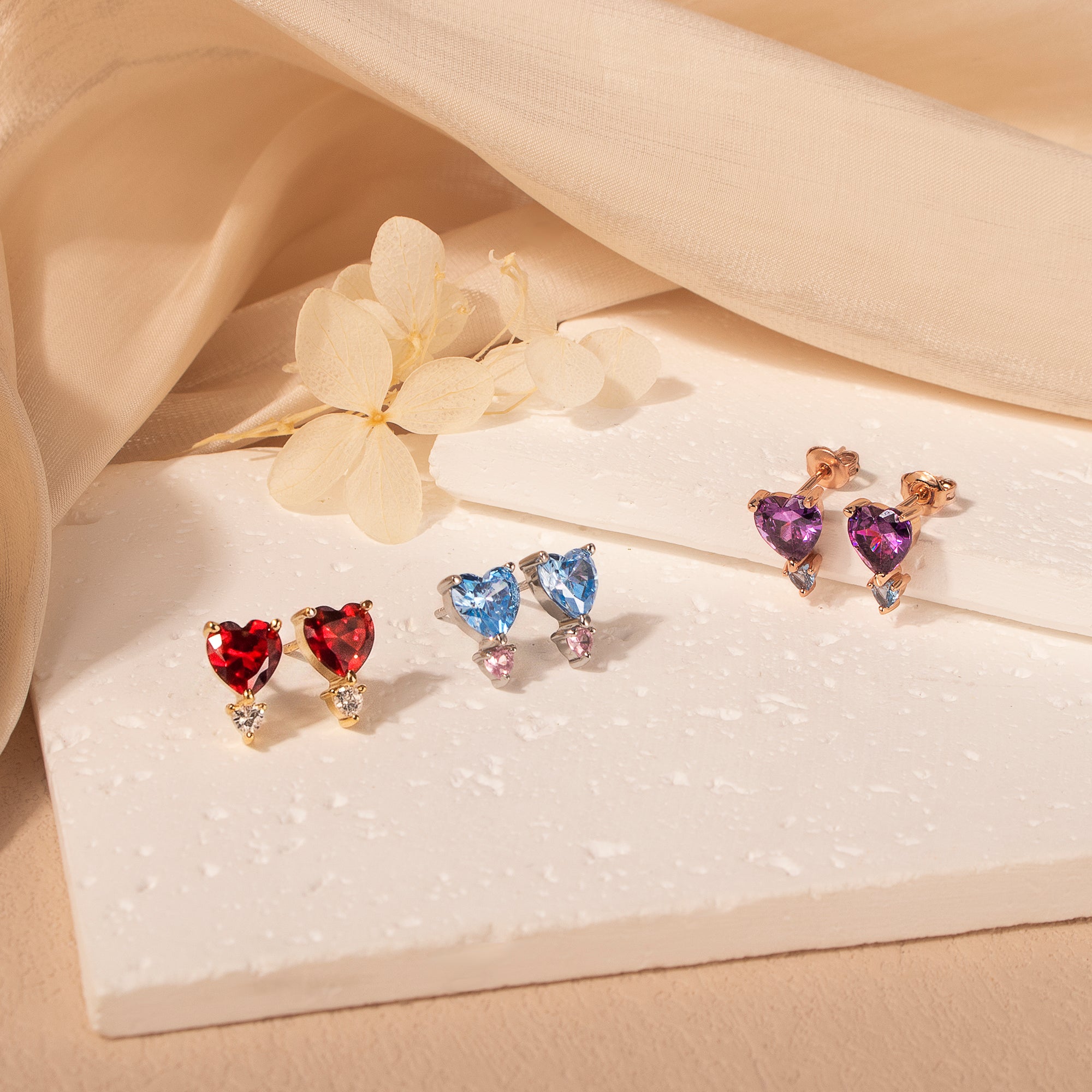 Birthstone Heart Earrings