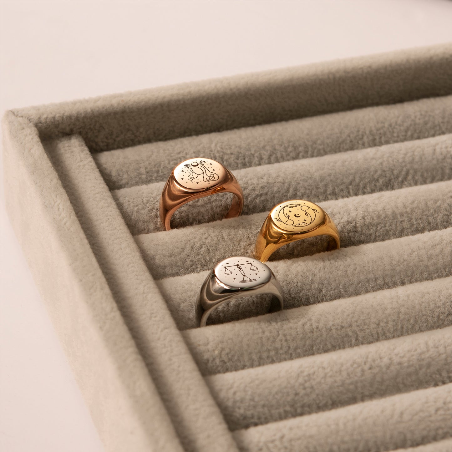 Custom Zodiac Symbols Engraved Signet Ring