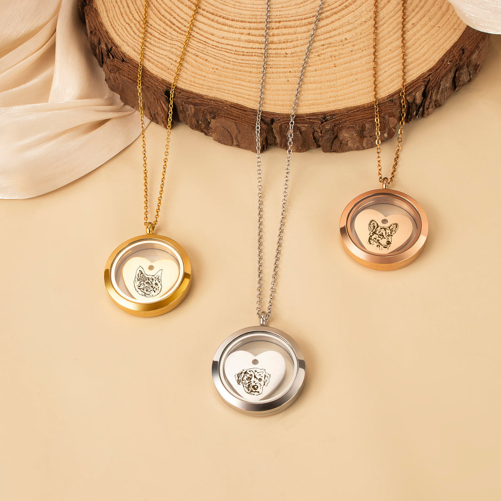 Pet Portrait Charm Locket Necklace
