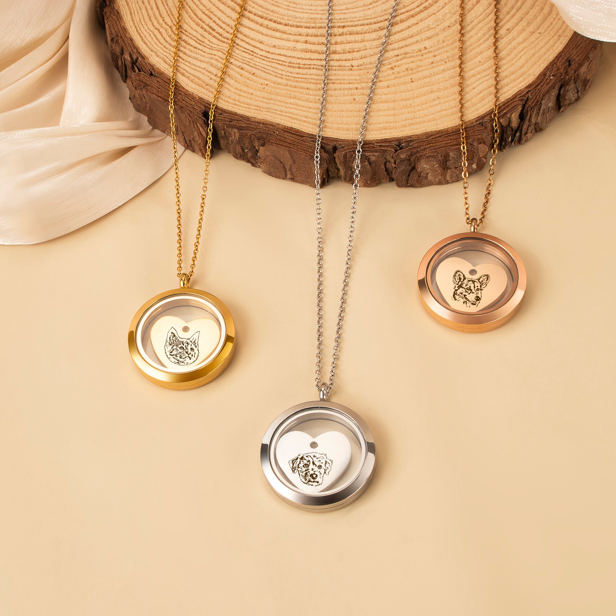 Pet Portrait Charm Locket Necklace