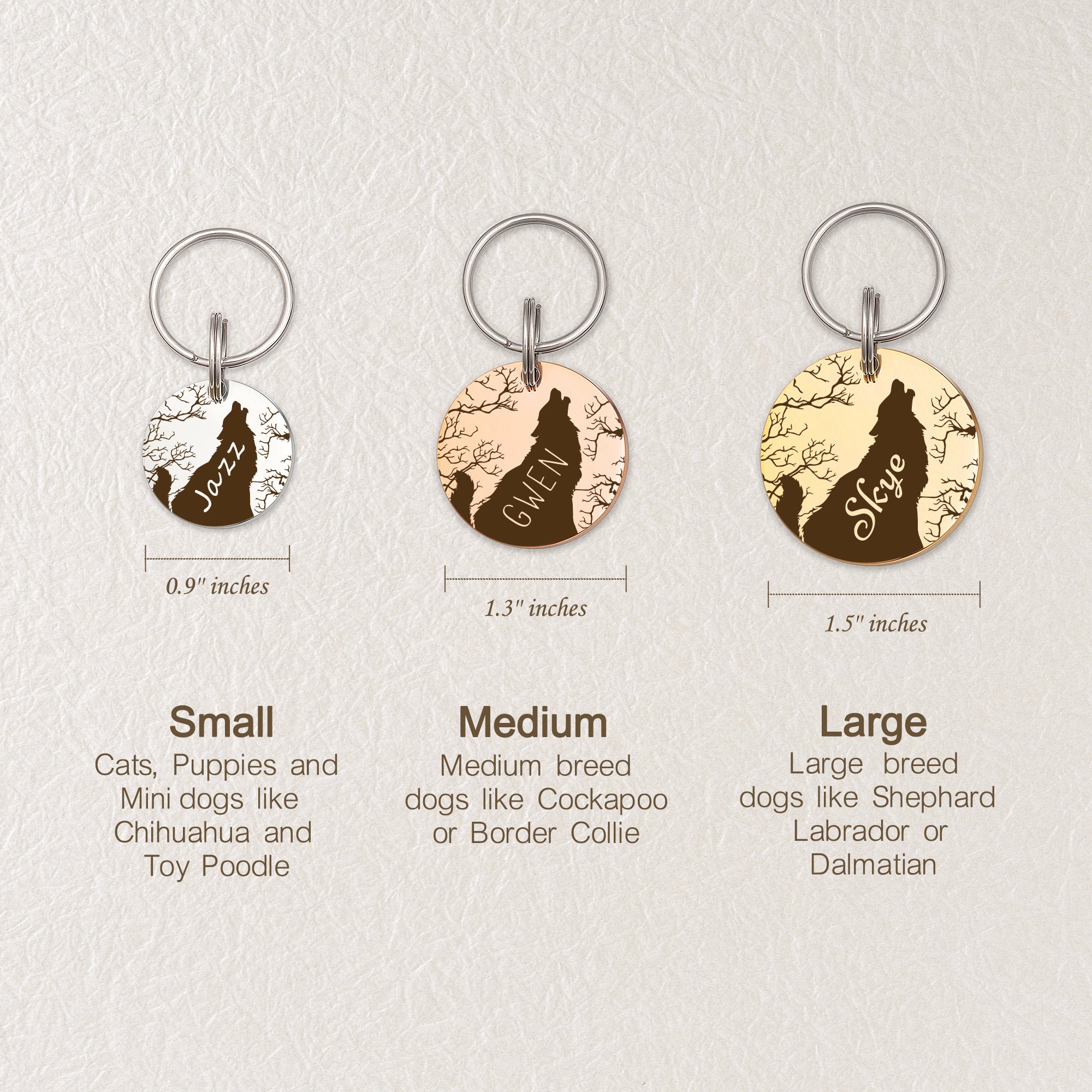 Howling Wolf Round Pet ID Dog Tag