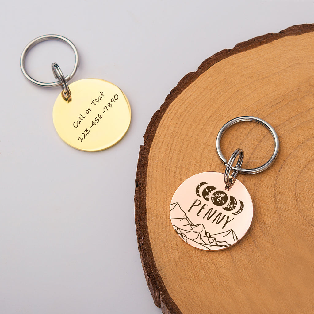 Moon Phases Round ID Pet Tag