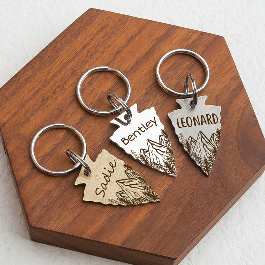 Personalized Arrowhead Shaped Mountain Peak Themed Pet ID Dog Tag