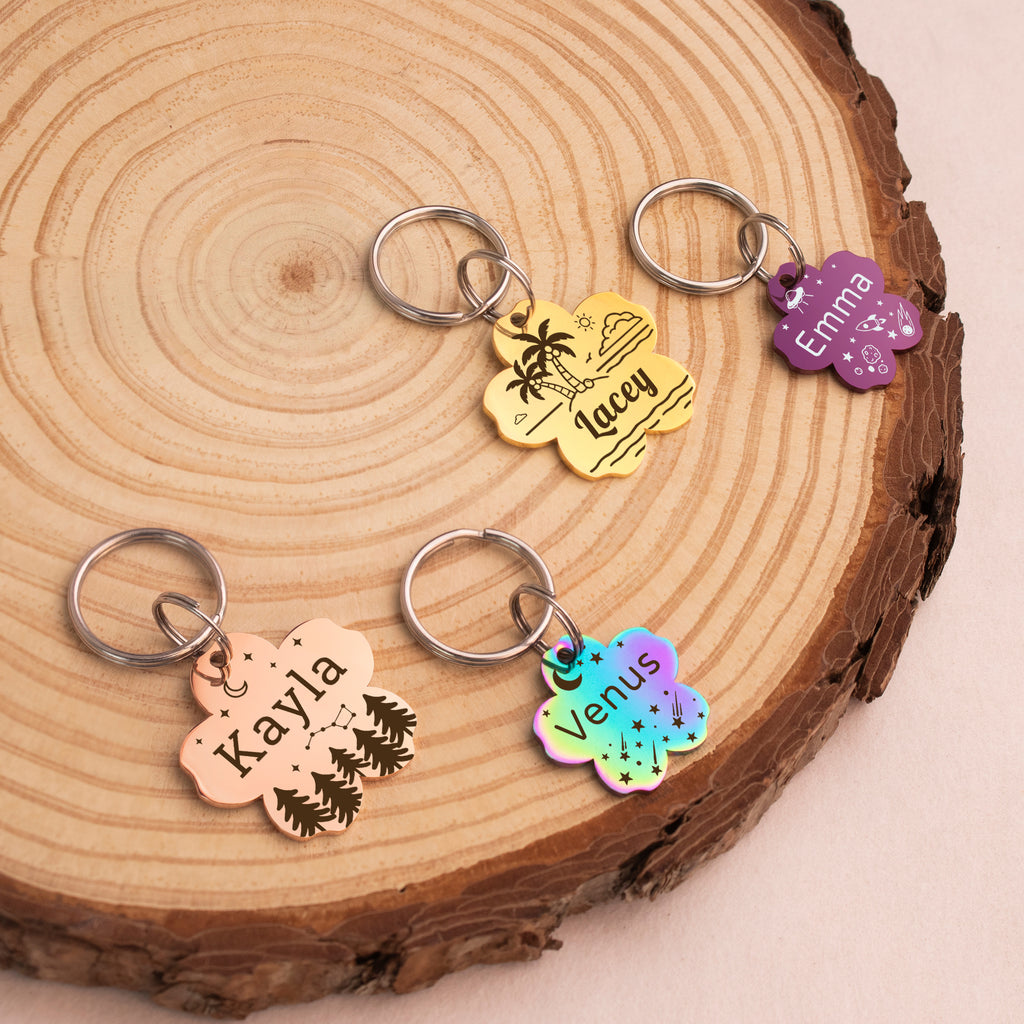 Personalized Cherry Blossom Stainless Steel Pet ID Tag