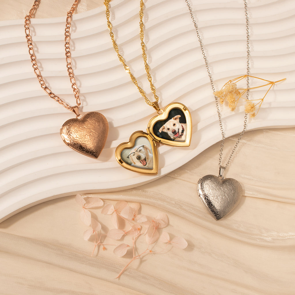 Wave Pet Photo Heart Locket