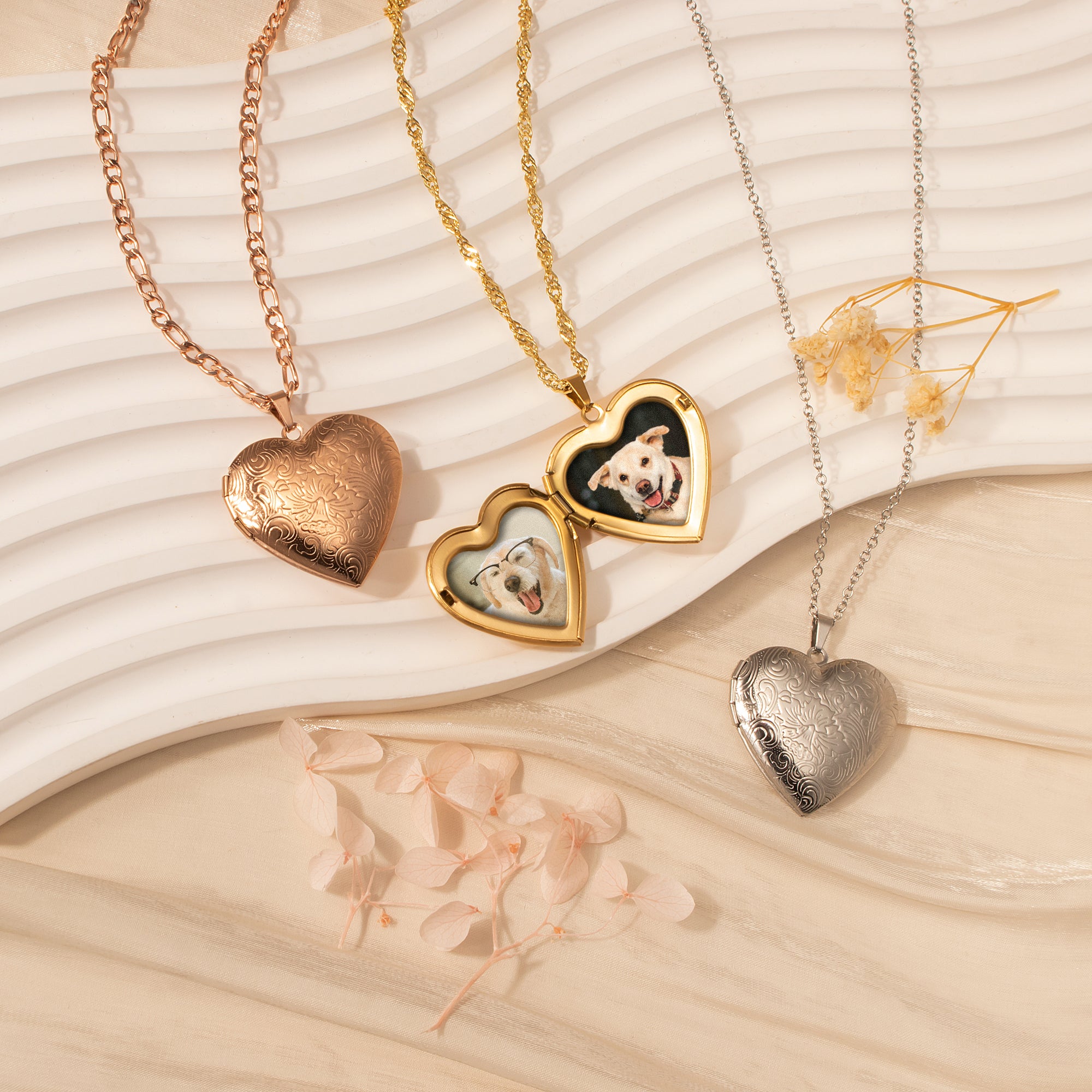 Wave Pet Photo Heart Locket