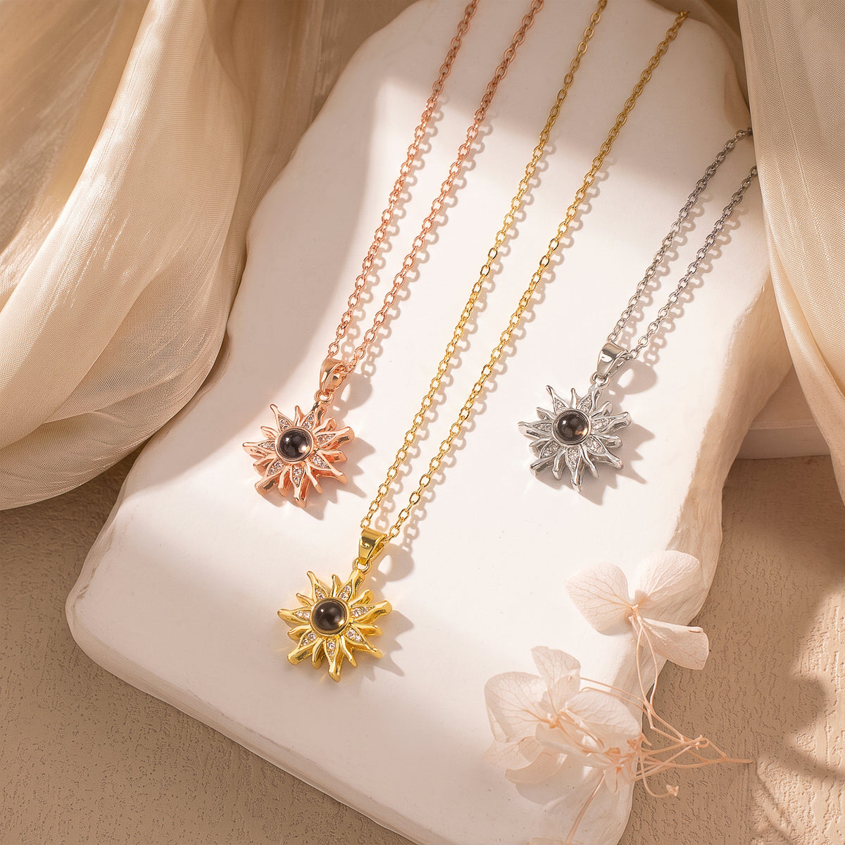 Sunflower Photo Projection Necklace