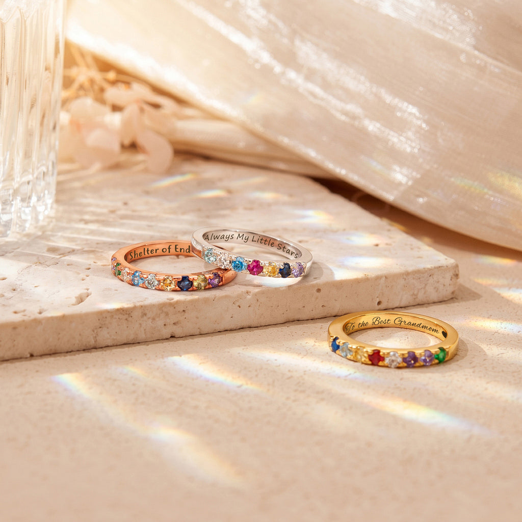 Personalized 925 Sterling Silver Birthstone Ring