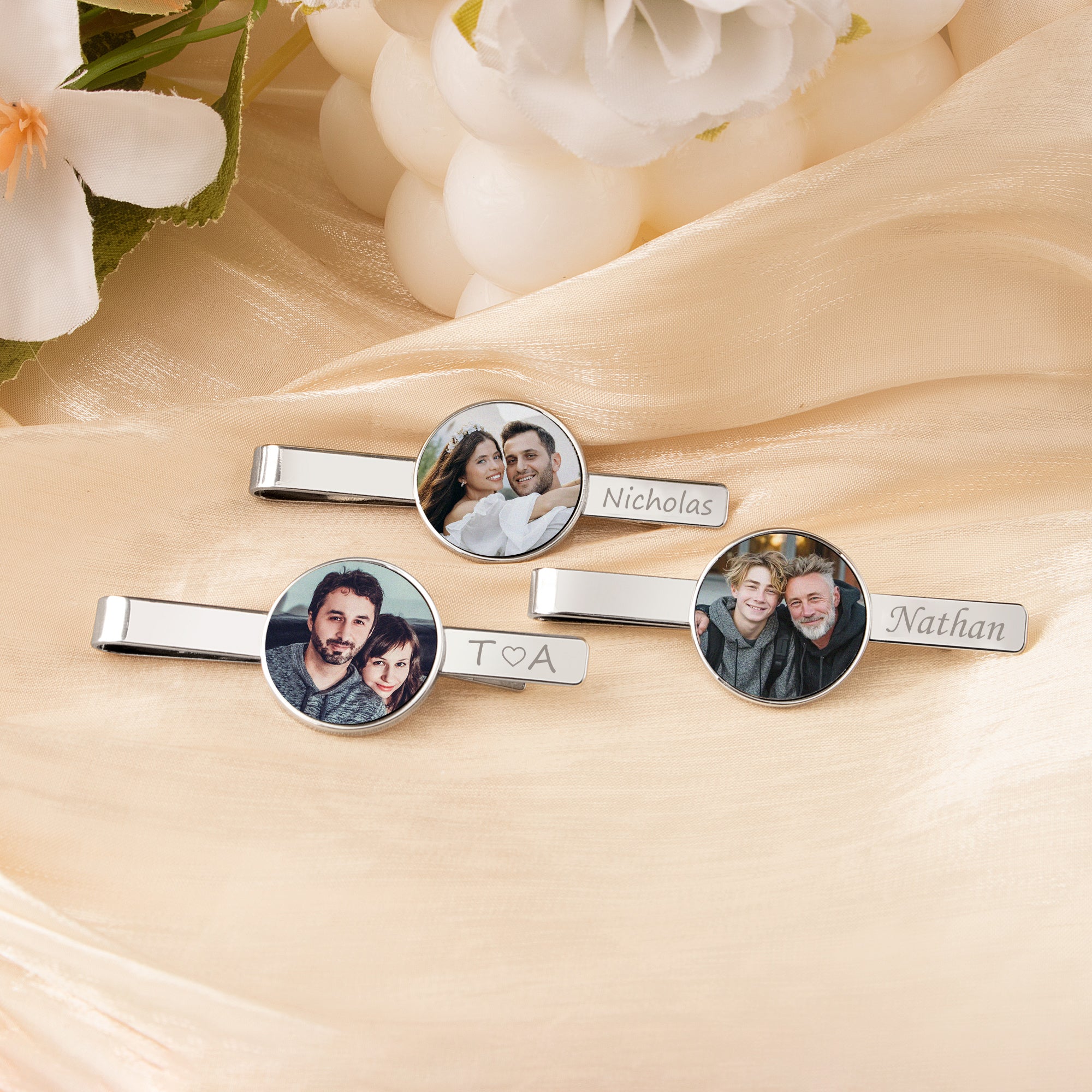 Custom Wedding Photo Tie Clip
