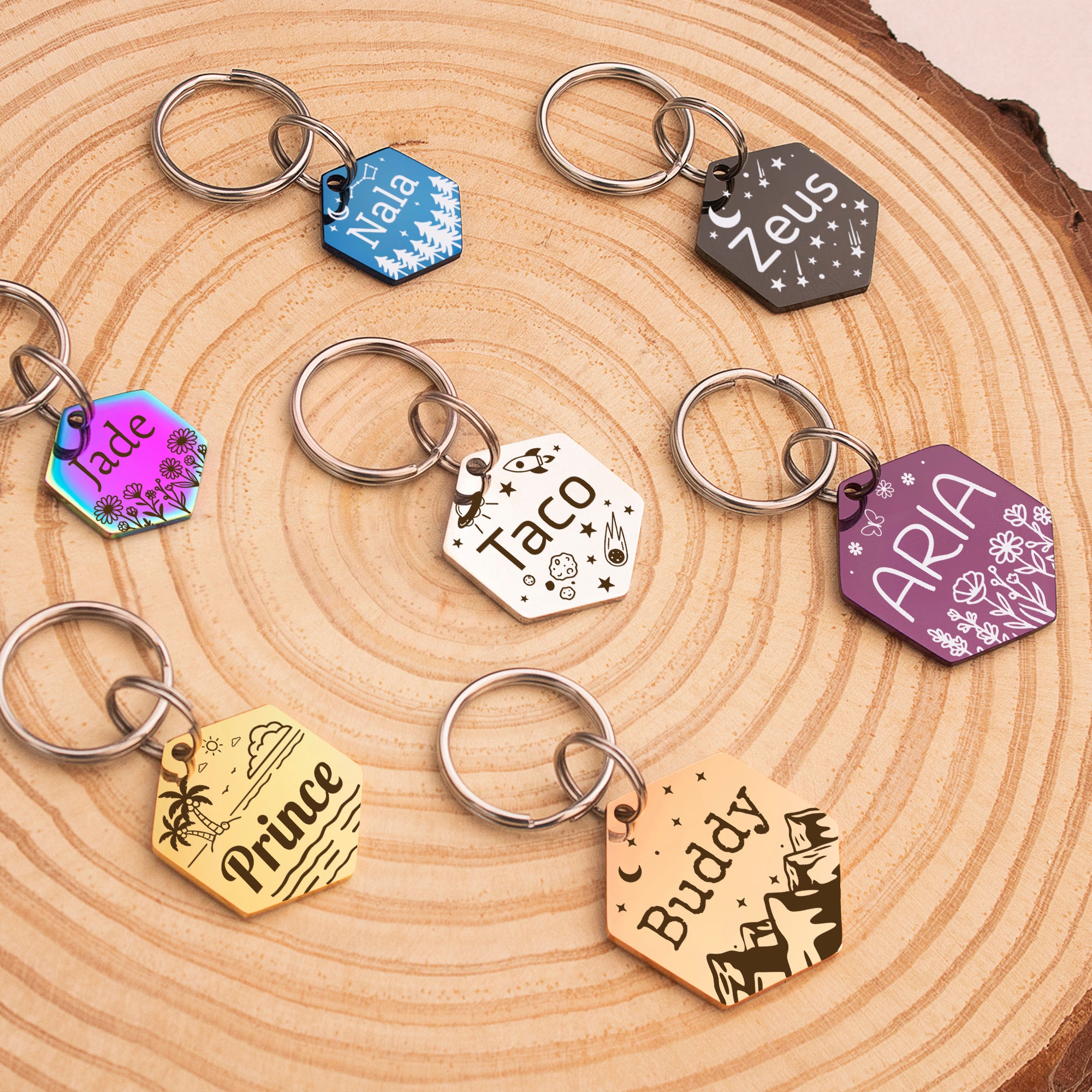 Personalized Hexagon Stainless Steel Pet ID Tag