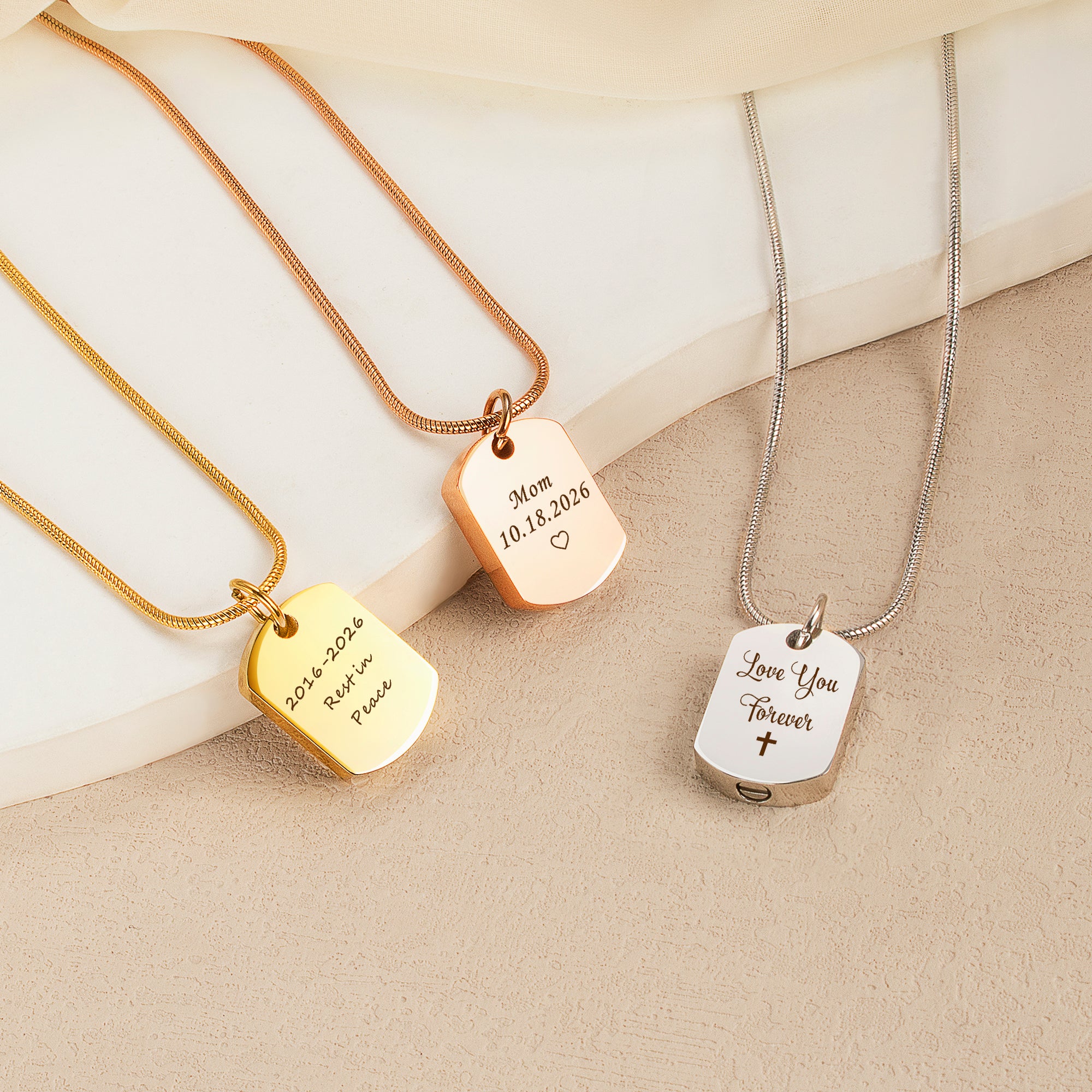 Stainless Steel Memorial Dog Tag Urn Necklace
