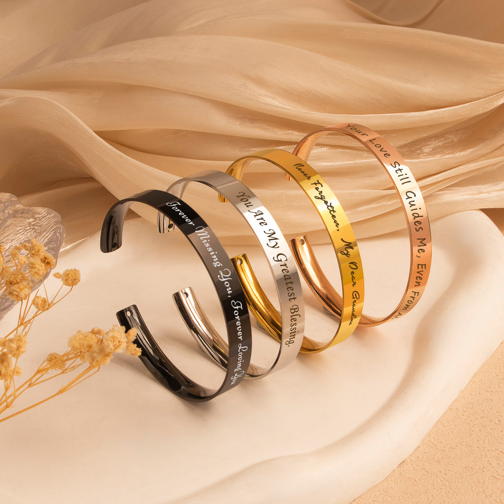 Custom 8mm Memorial Cuff Bangle – Remembrance Keepsake