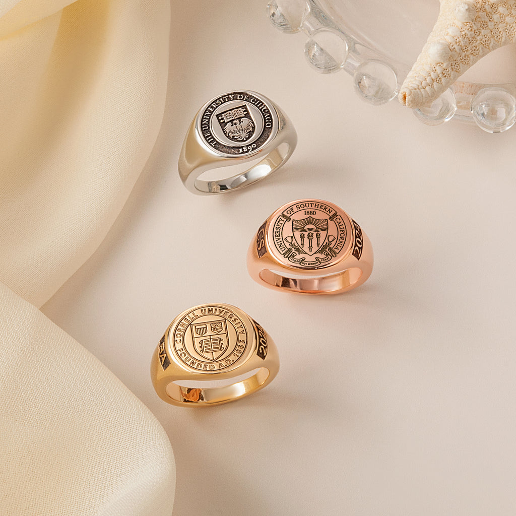 Custom College Emblem Signet Ring