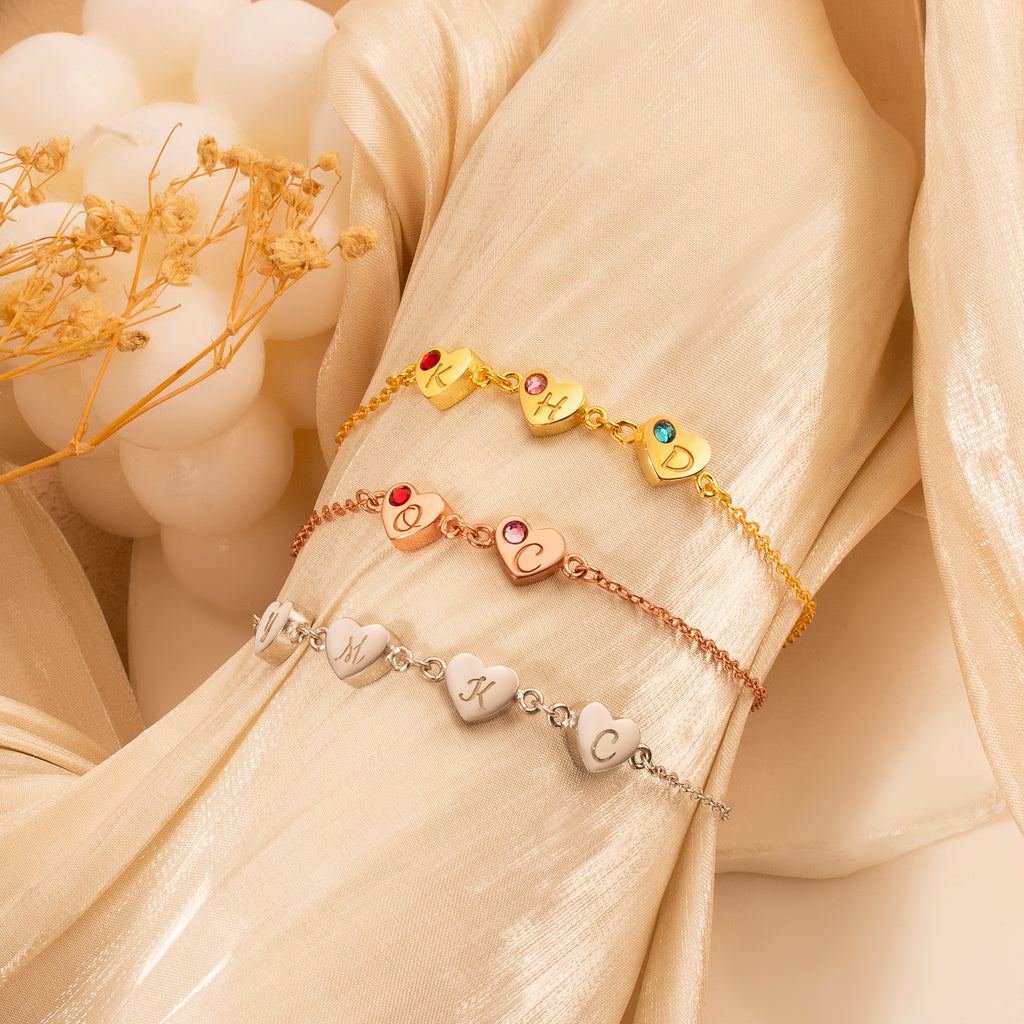Personalized Tiny Heart Charm Bracelet